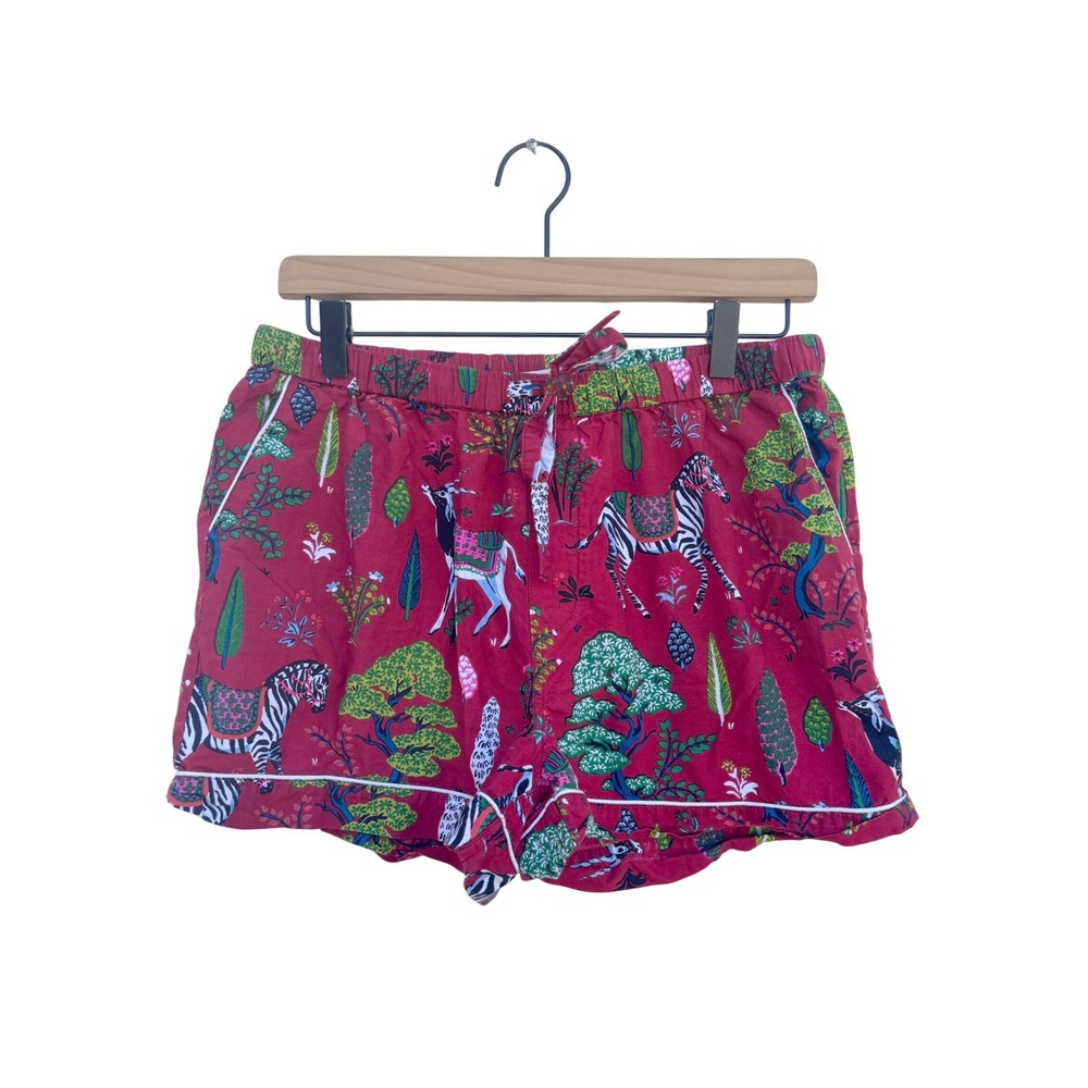 Print Fresh Red Zebra Tree Animals Pajama Sleep Shorts Women's Size‎ S